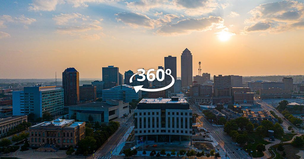 Downtown Des Moines Iowa Aerial Virtual Tour